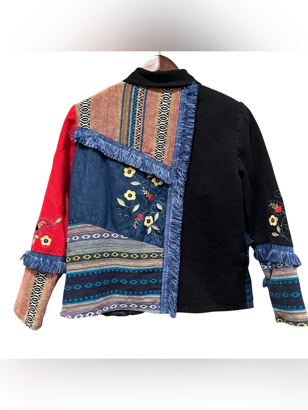Vintage Alex Kim Patchwork Aztec Southwestern Cowgirl Jacket Sz S Floral Artsy - Picture 6 of 13